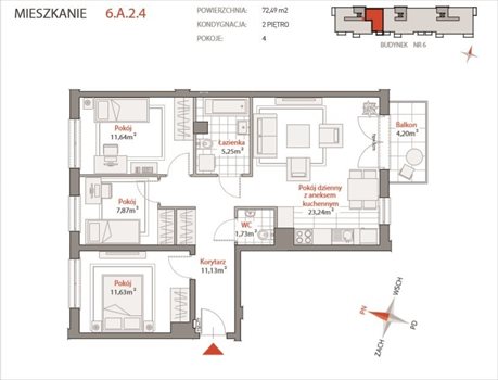 Mieszkanie czteropokojowe na sprzedaż Gdynia, Oksywie 72m2 Foto 2