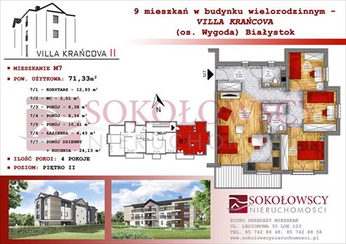 Mieszkanie czteropokojowe na sprzedaż Białystok, Wygoda, Krańcowa 71m2 Foto 1