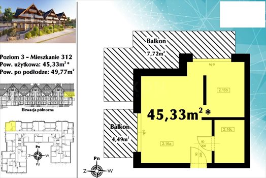 Mieszkanie dwupokojowe na sprzedaż Zakopane, ul. Paryskich 45m2 Foto 2