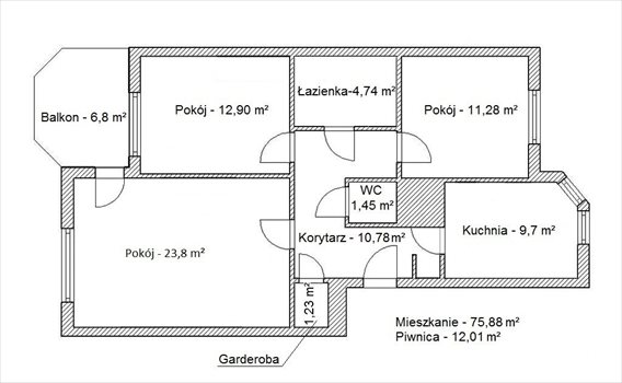 Mieszkanie trzypokojowe na sprzedaż Poznań, Strzeszyn 76m2 Foto 13
