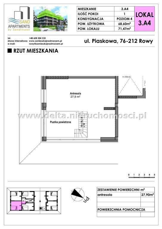 Mieszkanie dwupokojowe na sprzedaż Rowy 69m2 Foto 7