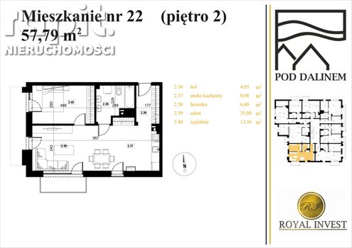 Mieszkanie dwupokojowe na sprzedaż Myślenice 57m2 Foto 5