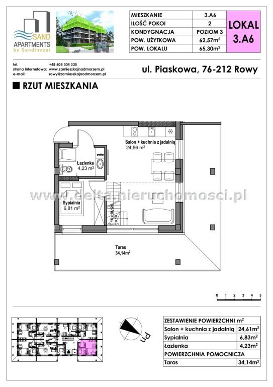 Mieszkanie dwupokojowe na sprzedaż Rowy 63m2 Foto 6