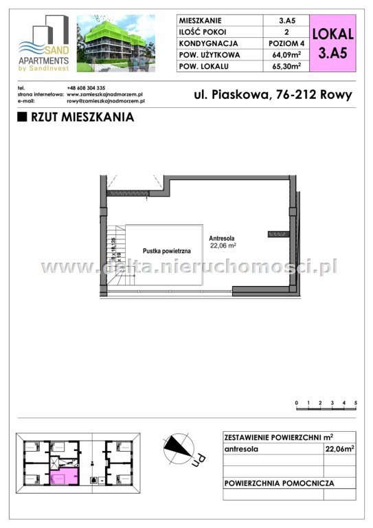 Mieszkanie dwupokojowe na sprzedaż Rowy 64m2 Foto 7