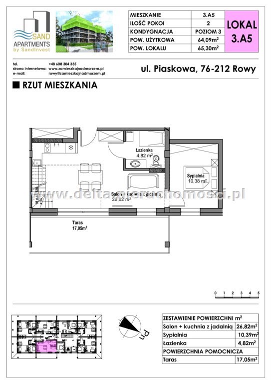 Mieszkanie dwupokojowe na sprzedaż Rowy 64m2 Foto 6