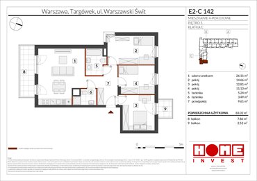rzut mieszkanie na sprzedaż 83m2 mieszkanie Warszawa, Targówek, ul. Warszawski Świt