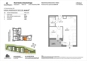 rzut mieszkanie na sprzedaż 49m2 mieszkanie Łódź, Widzew, Przybyszewskiego 292-300