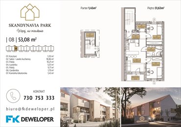 rzut mieszkanie na sprzedaż 52m2 mieszkanie Osielsko, Krzywa