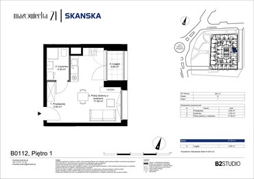 rzut mieszkanie na sprzedaż 28m2 mieszkanie Kraków, Krowodrza, ul. Mazowiecka 21