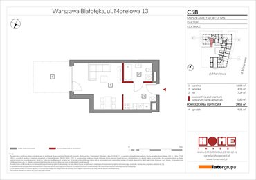 rzut mieszkanie na sprzedaż 30m2 mieszkanie Warszawa, Żerań, ul. Morelowa 13