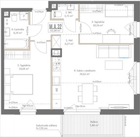 rzut mieszkanie na sprzedaż 61m2 mieszkanie Gdańsk, Osowa, Izydy