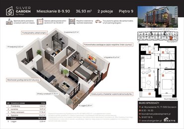 rzut mieszkanie na sprzedaż 37m2 mieszkanie Szczecin, Centrum, al. Wyzwolenia 70 / ul. Staszica 21