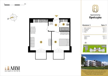 rzut mieszkanie na sprzedaż 45m2 mieszkanie Łódź, Widzew, Opolczyka 16