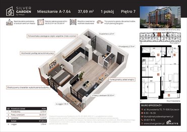 rzut mieszkanie na sprzedaż 38m2 mieszkanie Szczecin, Centrum, al. Wyzwolenia 70 / ul. Staszica 21