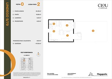 rzut mieszkanie na sprzedaż 41m2 mieszkanie Kraków, Lindego 5