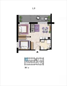 rzut mieszkanie na sprzedaż 45m2 mieszkanie Grzybowo, Nadmorska 98 -106