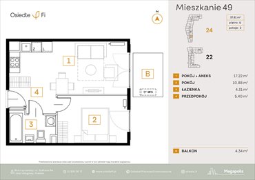 rzut mieszkanie na sprzedaż 38m2 mieszkanie Kraków, Rzemieślnicza 22-24