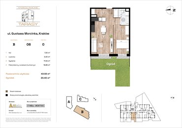 rzut mieszkanie na sprzedaż 44m2 mieszkanie Kraków, Wzgórza Krzesławickie, Gustawa Morcinka