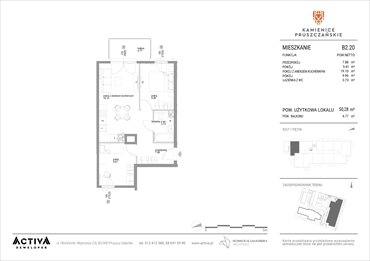 rzut mieszkanie na sprzedaż 50m2 mieszkanie Pruszcz Gdański, ul. Grunwaldzka 71B, 71C