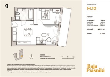 rzut mieszkanie na sprzedaż 50m2 mieszkanie Świętochłowice, Piaśniki, ul. Sudecka 10