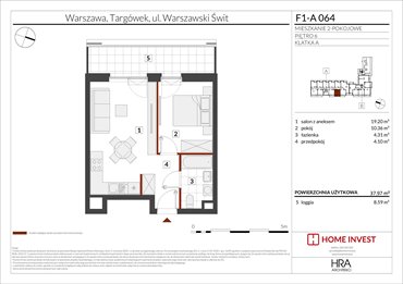 rzut mieszkanie na sprzedaż 38m2 mieszkanie Warszawa, ul. Warszawski Świt