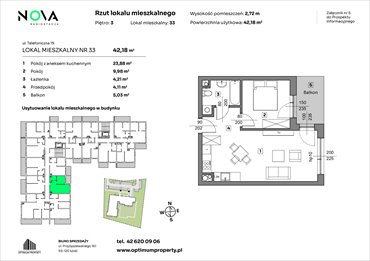 rzut mieszkanie na sprzedaż 42m2 mieszkanie Łódź, Śródmieście, ul. Telefoniczna 19