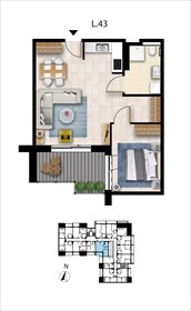 rzut mieszkanie na sprzedaż 48m2 mieszkanie Grzybowo, Nadmorska 98 -106