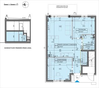 rzut mieszkanie na sprzedaż 52m2 mieszkanie Łódź, ul. Pabianicka
