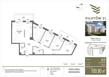 rzut mieszkanie na sprzedaż 101m2 mieszkanie Gdańsk, Zaspa, Pilotów 21