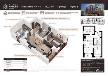 rzut mieszkanie na sprzedaż 45m2 mieszkanie Szczecin, Centrum, al. Wyzwolenia 70 / ul. Staszica 21