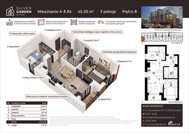 rzut mieszkanie na sprzedaż 45m2 mieszkanie Szczecin, Centrum, al. Wyzwolenia 70 / ul. Staszica 21