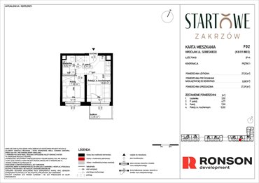 rzut mieszkanie na sprzedaż 27m2 mieszkanie Wrocław, Psie Pole, Zatorska, róg Sobieskiego