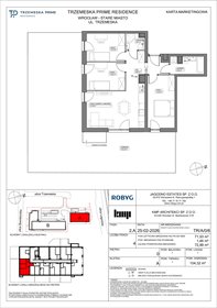 rzut mieszkanie na sprzedaż 72m2 mieszkanie Wrocław, Stare Miasto, Trzemeska