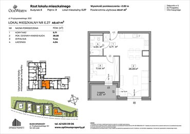 rzut mieszkanie na sprzedaż 49m2 mieszkanie Łódź, Widzew, Przybyszewskiego 292-300