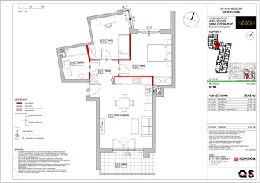 rzut mieszkanie na sprzedaż 58m2 mieszkanie Warszawa, Ursus, ul. Gierdziejewskiego 23