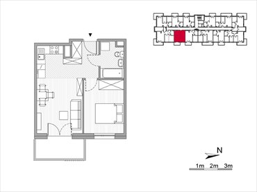 rzut mieszkanie na sprzedaż 37m2 mieszkanie Kraków, Mistrzejowice, Os. Piastów 77