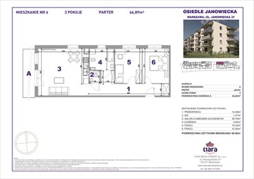 rzut mieszkanie na sprzedaż 67m2 mieszkanie Warszawa, Targówek, Janowiecka 27