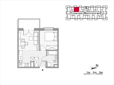 rzut mieszkanie na sprzedaż 34m2 mieszkanie Kraków, Mistrzejowice, Os. Piastów 77