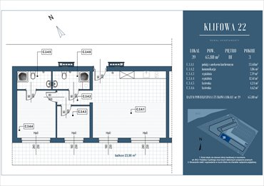 rzut mieszkanie na sprzedaż 66m2 mieszkanie Rewal, Ul. Klifowa 22