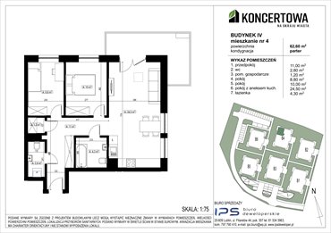 rzut mieszkanie na sprzedaż 63m2 mieszkanie Lublin, Czechów Północny, Koncertowa