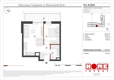rzut mieszkanie na sprzedaż 39m2 mieszkanie Warszawa, Targówek, ul. Warszawski Świt