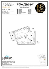 rzut mieszkanie na sprzedaż 46m2 mieszkanie Lublin, CZECHÓW, Kameralna 3