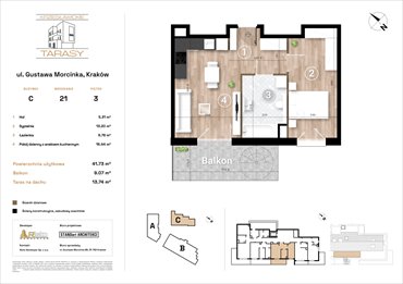 rzut mieszkanie na sprzedaż 42m2 mieszkanie Kraków, Wzgórza Krzesławickie, Gustawa Morcinka