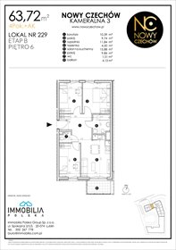 rzut mieszkanie na sprzedaż 64m2 mieszkanie Lublin, CZECHÓW, Kameralna 3