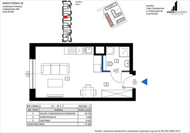 rzut mieszkanie na sprzedaż 28m2 mieszkanie Łódź, Retkinia, Maratońska 49C