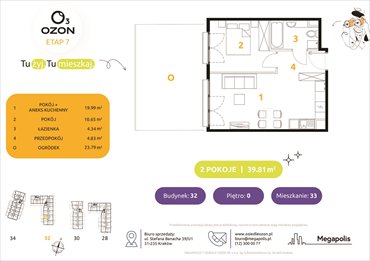 rzut mieszkanie na sprzedaż 40m2 mieszkanie Kraków, Prądnik Biały, Banacha 28-34