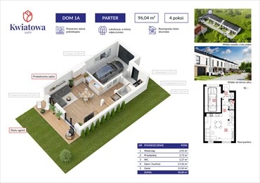 rzut dom na sprzedaż 96m2 dom Łazy, Kwiatowa