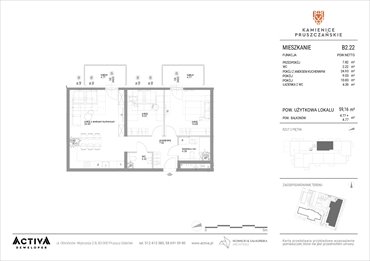 rzut mieszkanie na sprzedaż 59m2 mieszkanie Pruszcz Gdański, ul. Grunwaldzka 71B, 71C
