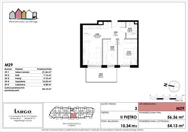 rzut mieszkanie na sprzedaż 54m2 mieszkanie Rumia, Kosynierów 9