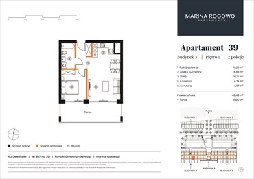 rzut mieszkanie na sprzedaż 43m2 mieszkanie Rogowo, Rogowo 65